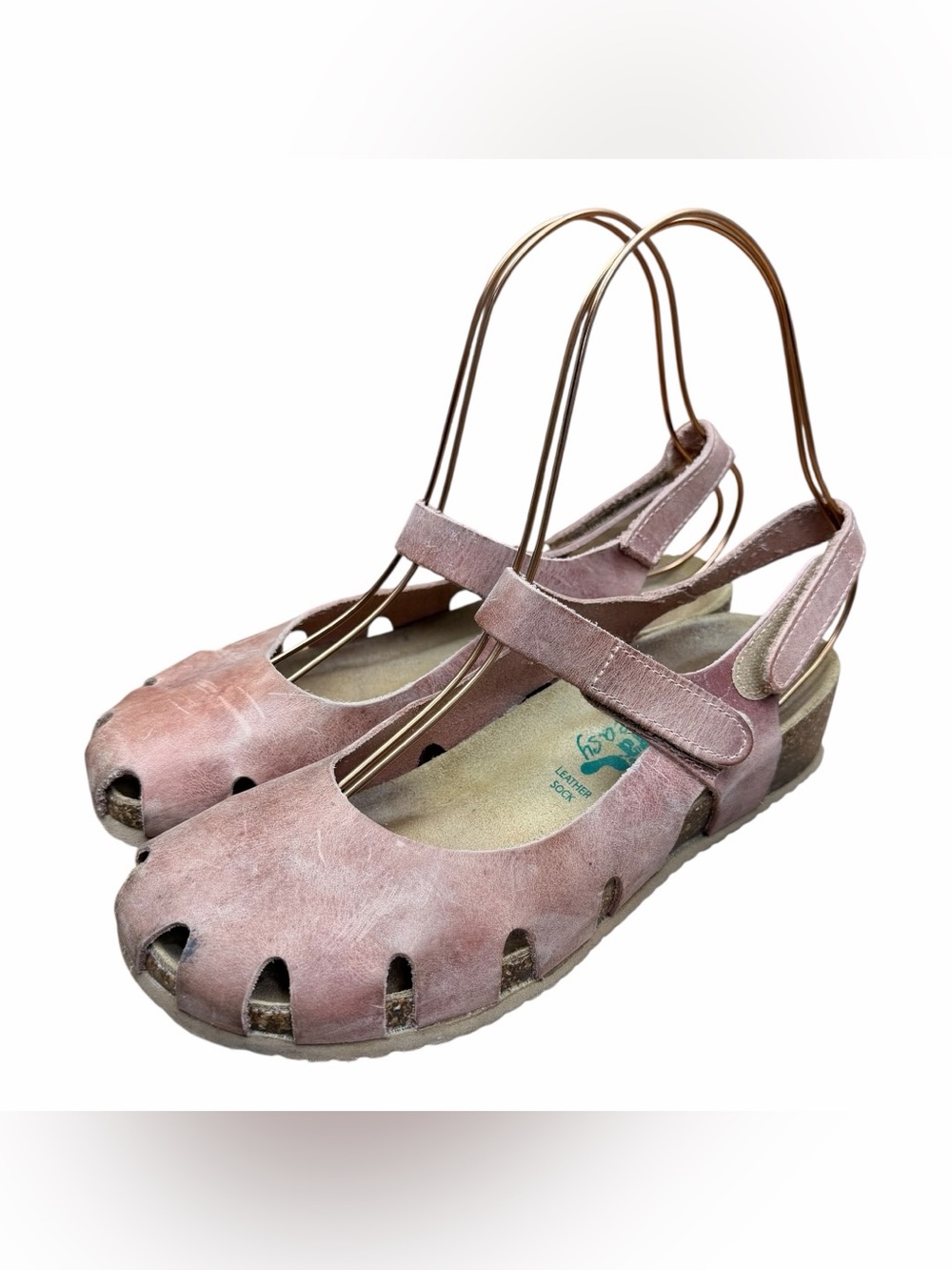Bionatura Mary Jane  women size 8 Distressed pink Leather Slingback Sandals